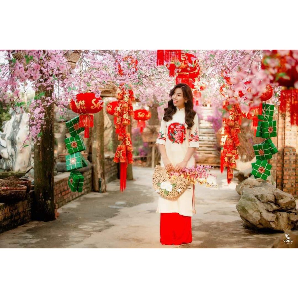 [Hàng may tại nhà]Sét 3 Món Áo Dài Cách Tân Mới - Quần - Kèm Mấn. | BigBuy360 - bigbuy360.vn