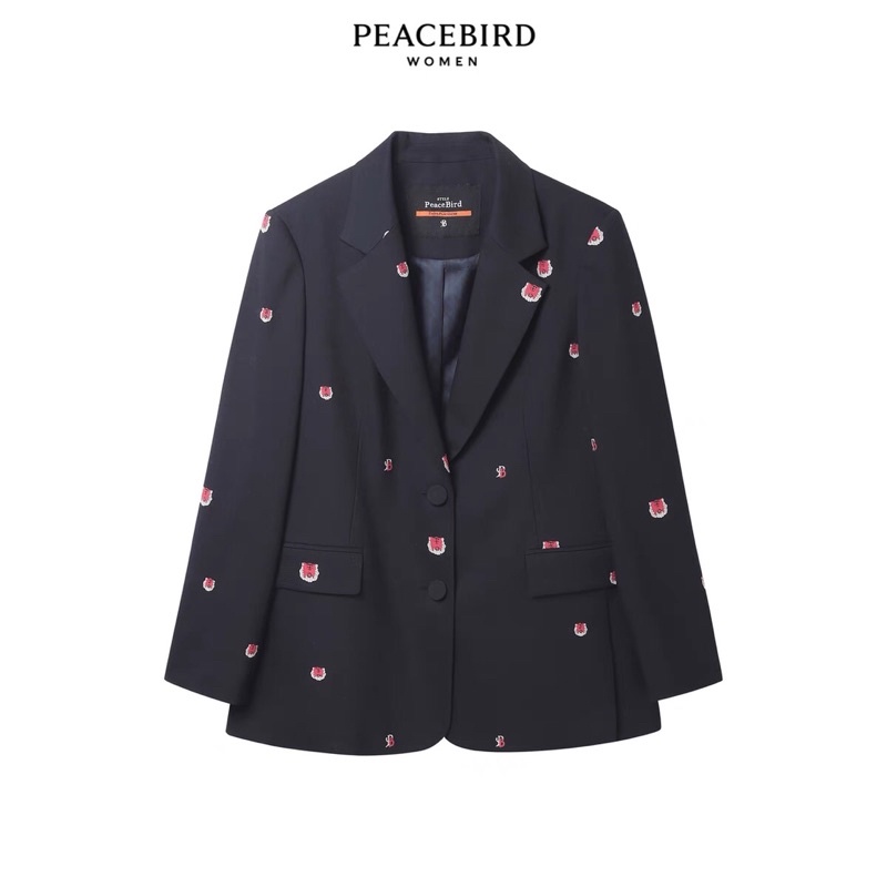 Áo blazer đen thêu Peacebird