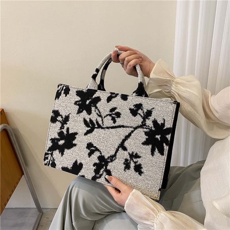 Túi Xách JASMIN NOIR Nắp Gập Vải Canvas In Hoa Cho Nữ