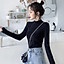 Áo thun body cổ lọ tay dài chất thun lụa mặc mát
