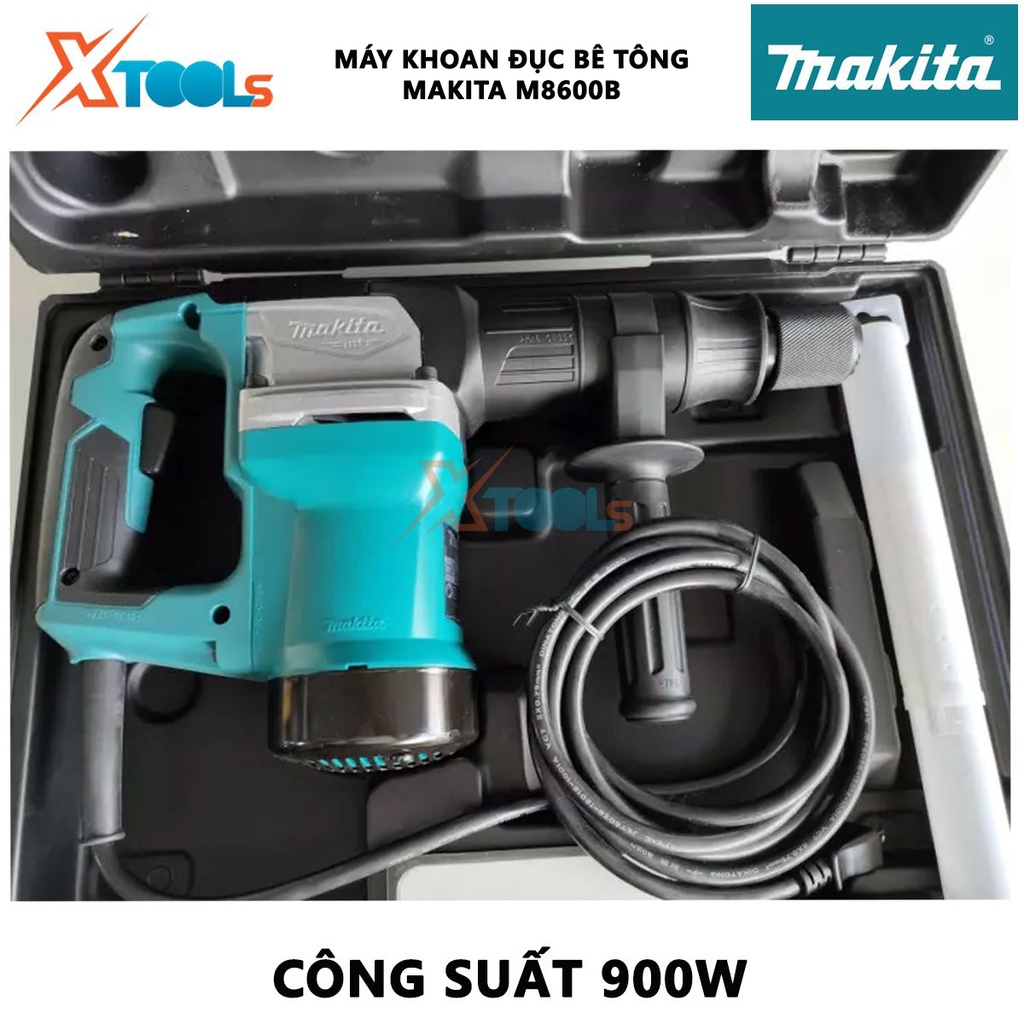 Máy đục bê tông 17mm Makita M8600B | Máy khoan đục bê tông Công suất 900W Tốc độ đập 2,900 l/p, dùng cho các ngành nghề