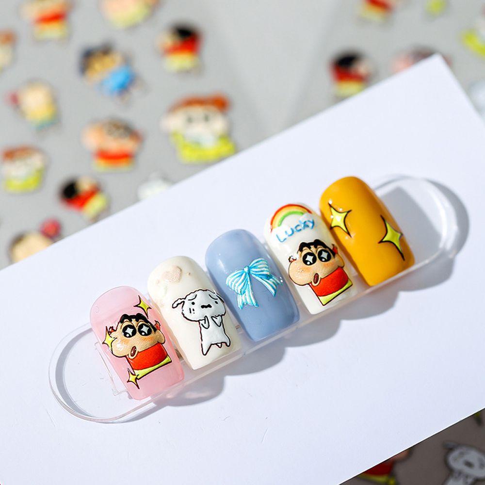 AROMA Miếng Dán Móng Tay Tự Dính Họa Tiết Hoạt Hình 3D Thời Trang