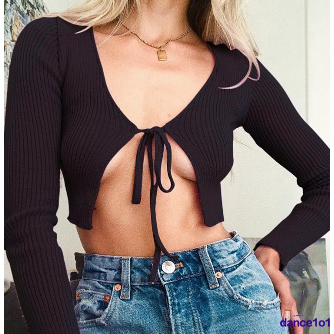 Áo croptop tay dài thiết kế ôm sát tôn dáng