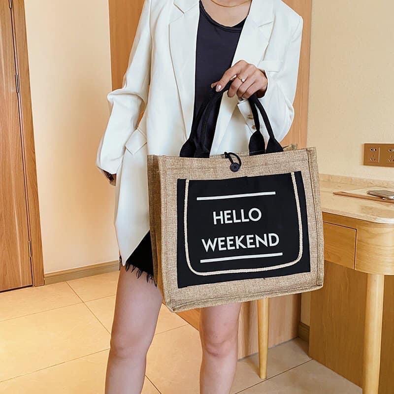 Túi cói merci đi biển phong cách Hàn Quốc sang chành, siêu xinh, nâng tầm quý phái