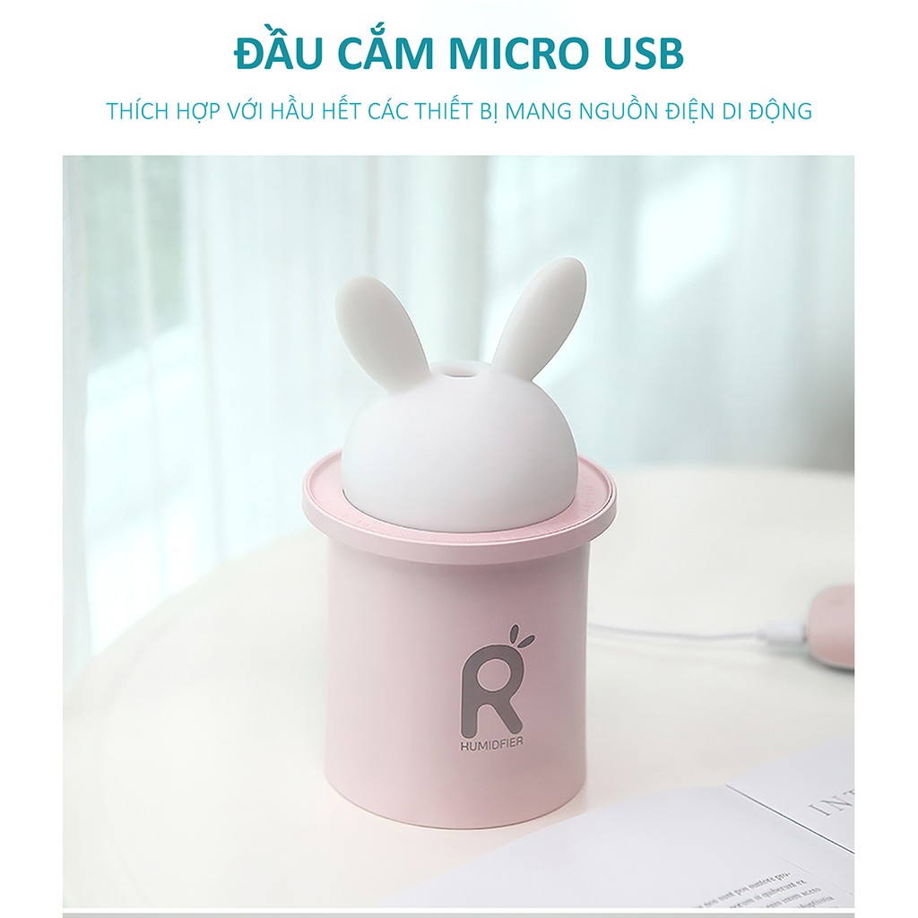 Máy phun sương Jisulife, tạo ẩm không khí và giữ ẩm da 250ml, thiết kế hình thỏ đáng yêu, bảo hành 12 tháng