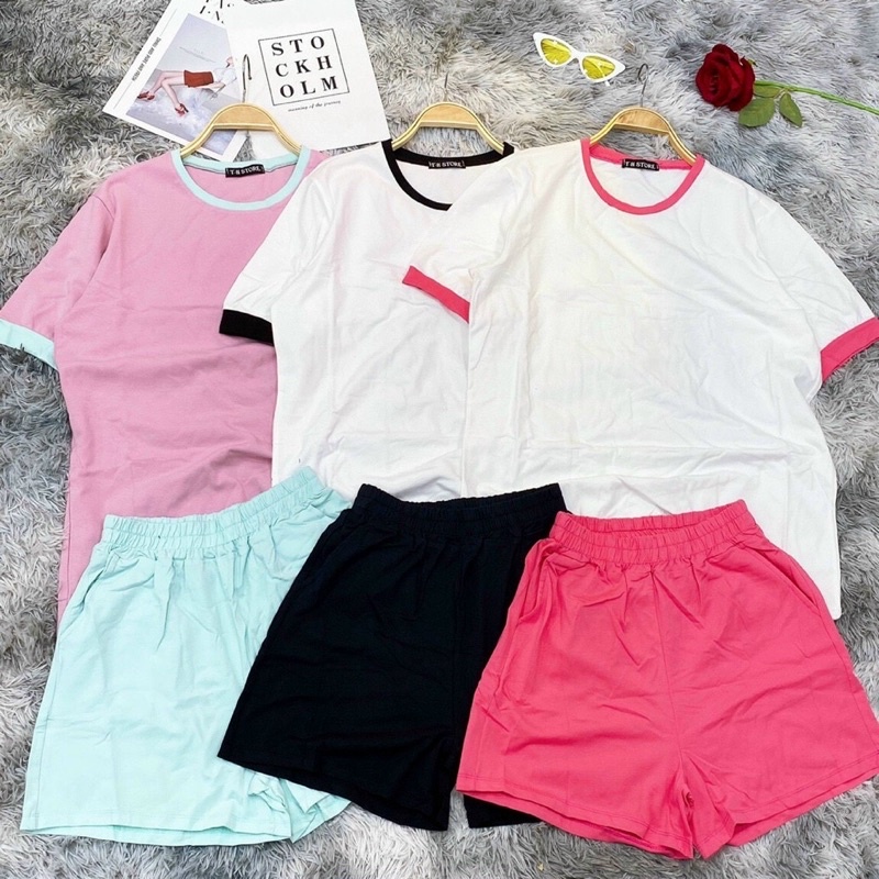 Set áo thun form rộng quần đùi xinh - hình thật carotshop