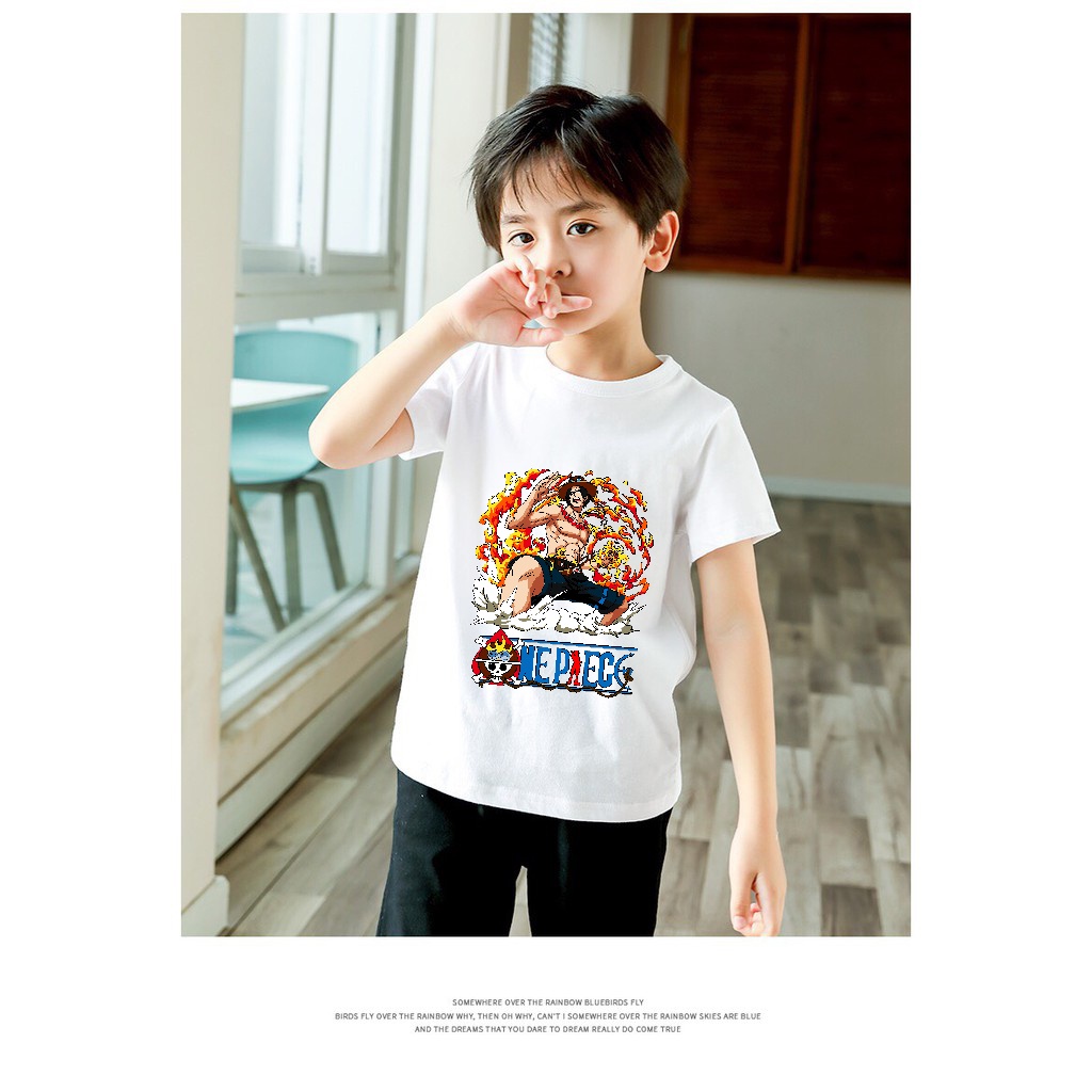 áo thun nam bé trai in hình onepice thun lạnh co giản 4 chiều
