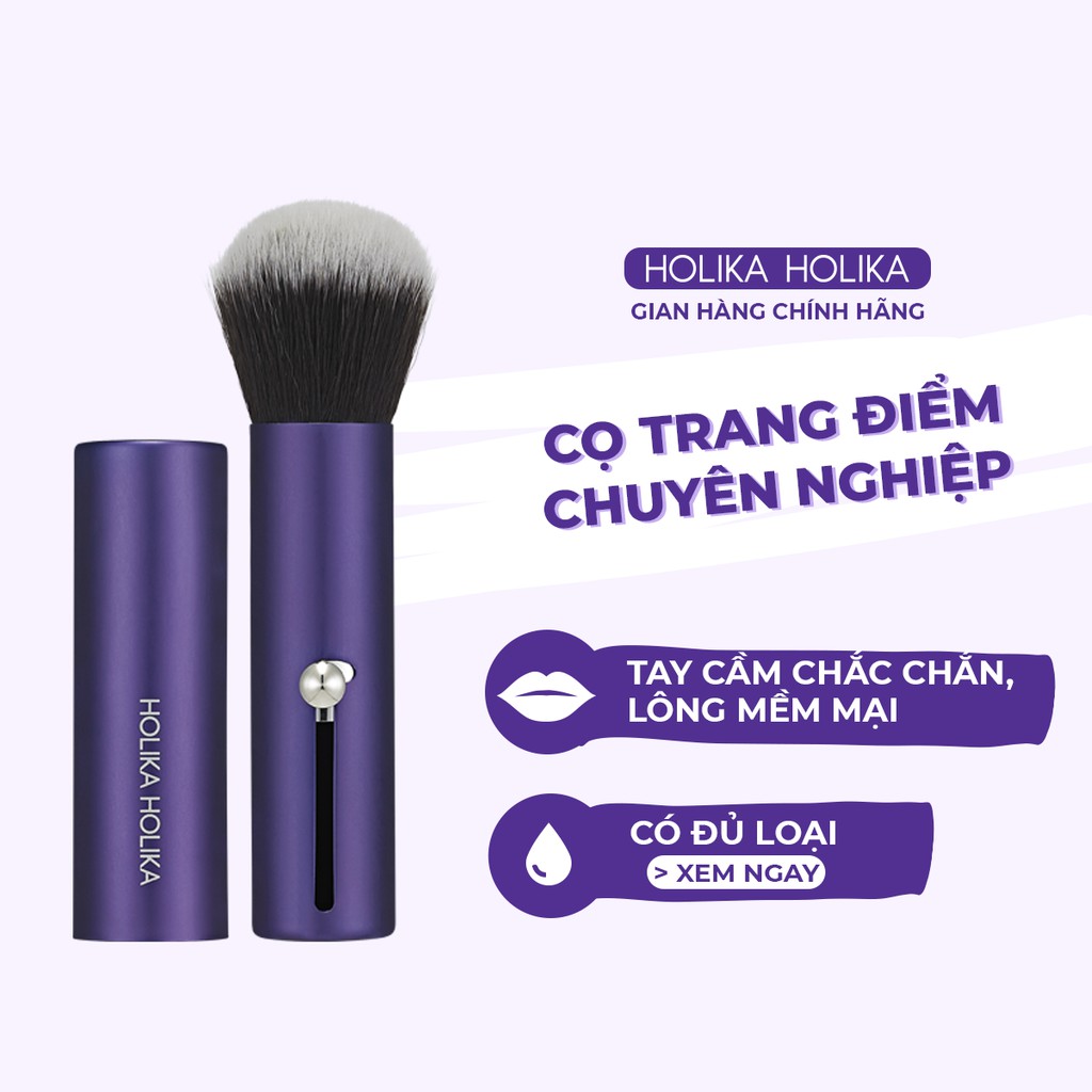 Cọ phấn phủ có nắp đậy Hàn Quốc Holika Holika lông mềm tán phấn đều thiết kế tối ưu dễ dàng sử dụng