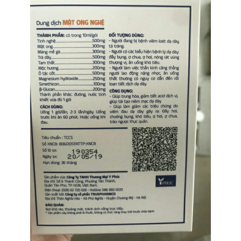 Mật Ong Nghệ Y Phúc  ⚡ CAM KẾT CHẤT LƯỢNG ⚡Dành cho người  bị  dạ dày tá tràng
