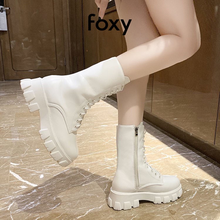Giày Boots Nữ Cổ Cao Giày Martin FOXY Đế Tăng Chiều Cao Buộc Dây Kéo Khoá Phong Cách Gợi Cảm - FOX031 | BigBuy360 - bigbuy360.vn