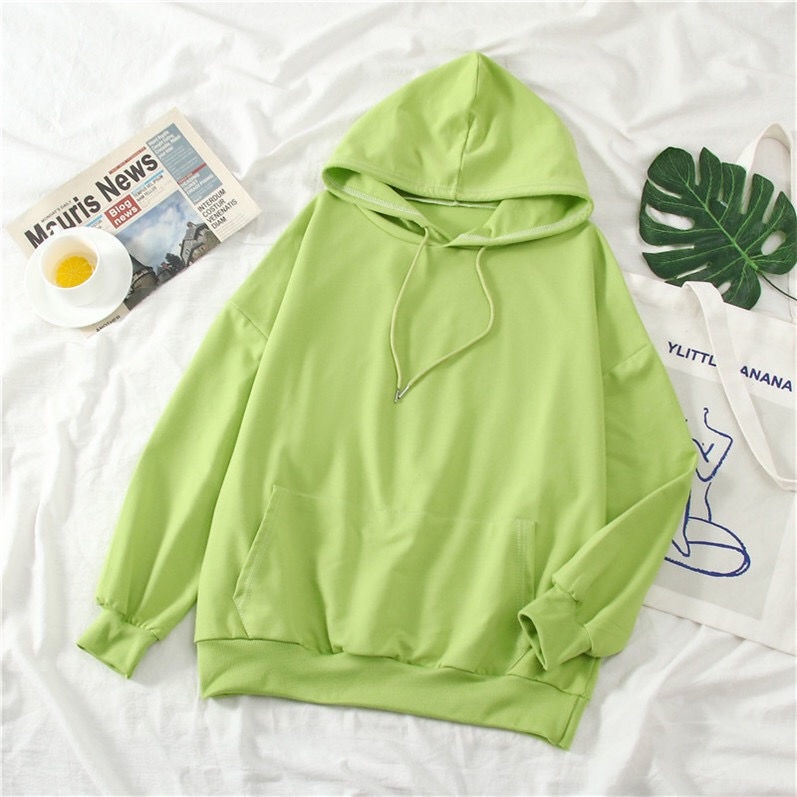 Áo Hoodie Mỏng Dáng Rộng Màu Sắc Đơn Giản Phong Cách Hàn Quốc Thời Trang Xuân Thu Cho Nữ