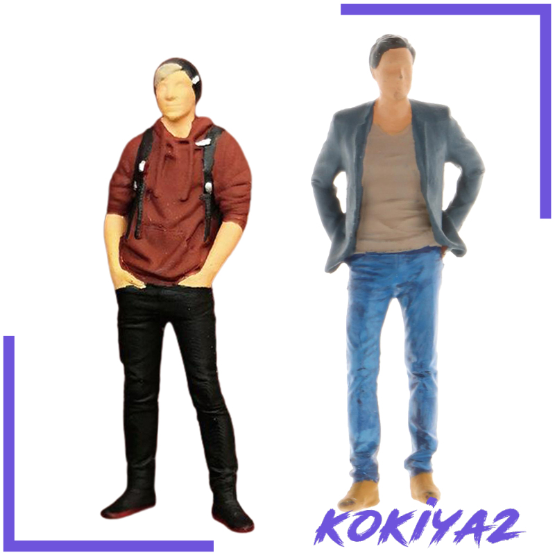 [KOKIYA2]2Pcs RM 1:64 Scale Resin Figures Backpacker Tourist Traveler Miniature Street