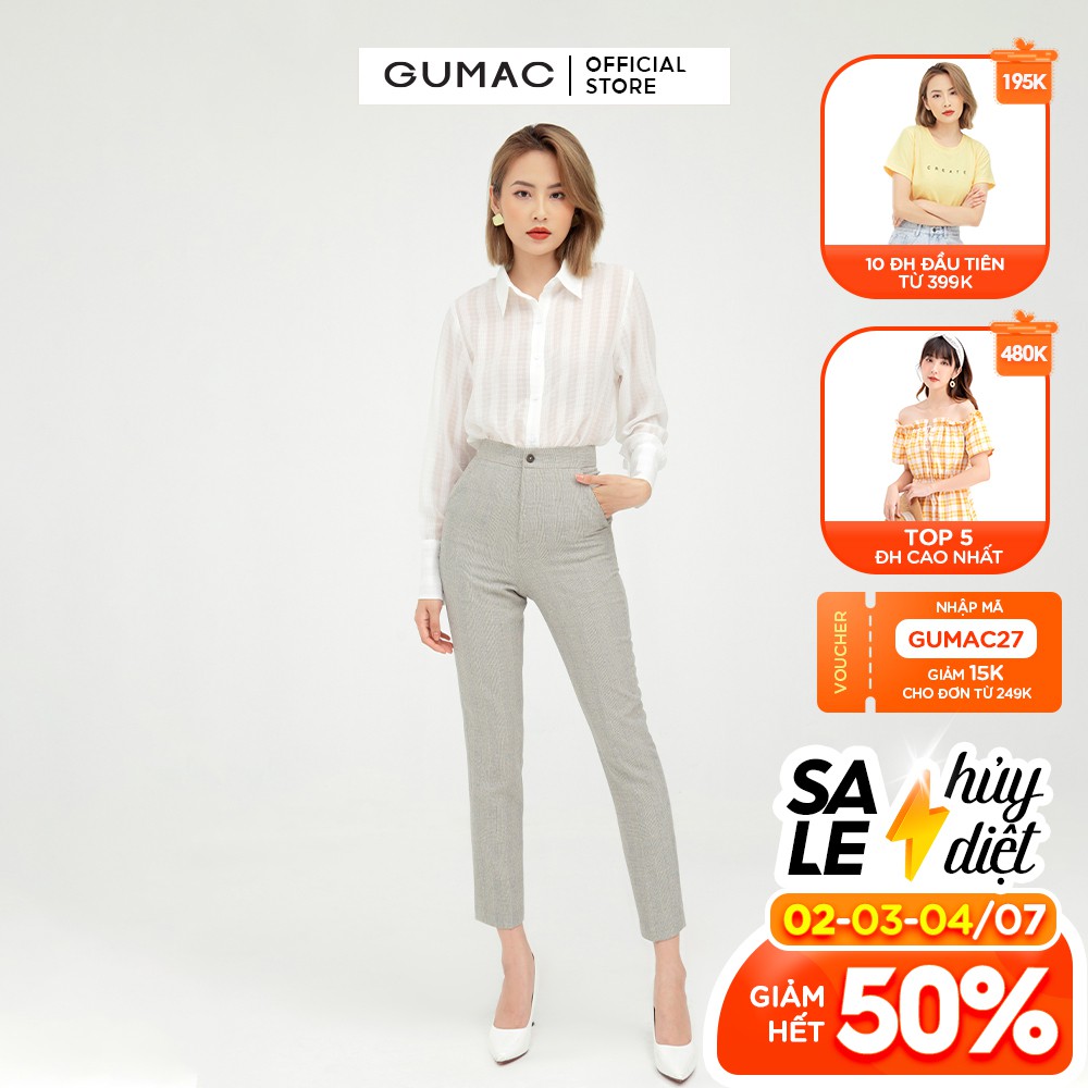 [Mã WABRGU72 giảm 10% tối đa 50k đơn 250k] Áo sơ mi nữ phom rộng GUMAC, thiết kế công sở AB555