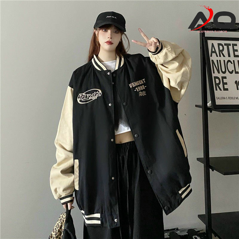 Áo khoác bomber da lộn VENCENT 1988 áo bóng chày uniex nam nữ- AQ STORE