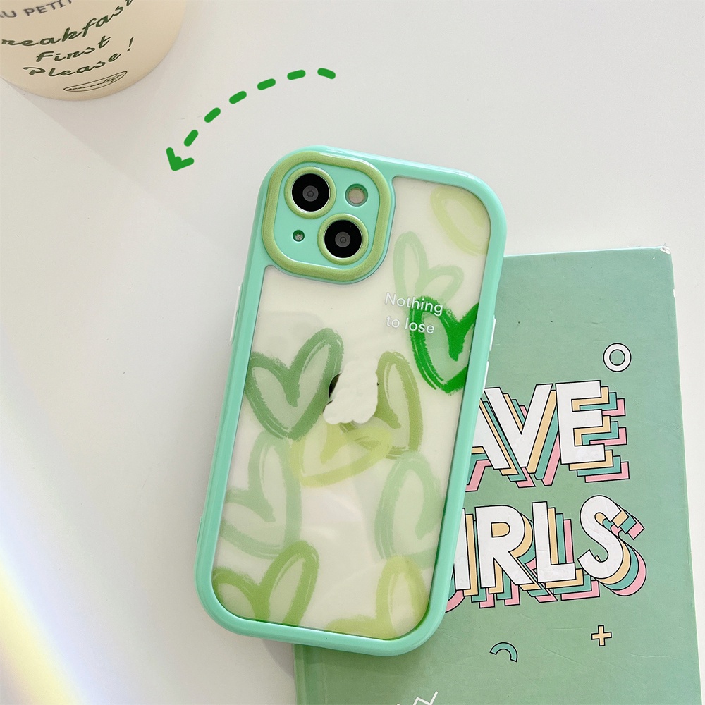 Ốp Điện Thoại Mềm Trong Suốt Họa Tiết Trái Tim Màu Gradient Cho iPhone 13 12 Max 11 Pro XS Max XR X