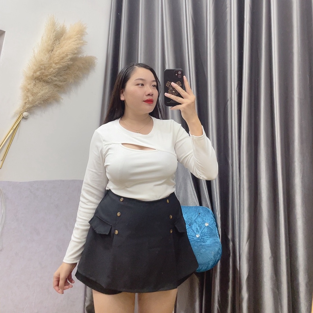 Áo Thun Kiểu Nữ Bigsize Tay Dài Cô Nhỏ Bigsize,Áo Kiểu Nữ Size Lớn Tôn Dáng Chất Thun Borib Co Dãn TD3