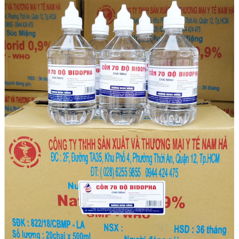 Cồn trắng 70 độ Bidopha có vòi xịt chai 500ml/ 1000ml - Cồn Bidopha có vòi xịt 70 độ chai 0,5 lít / 1 lít