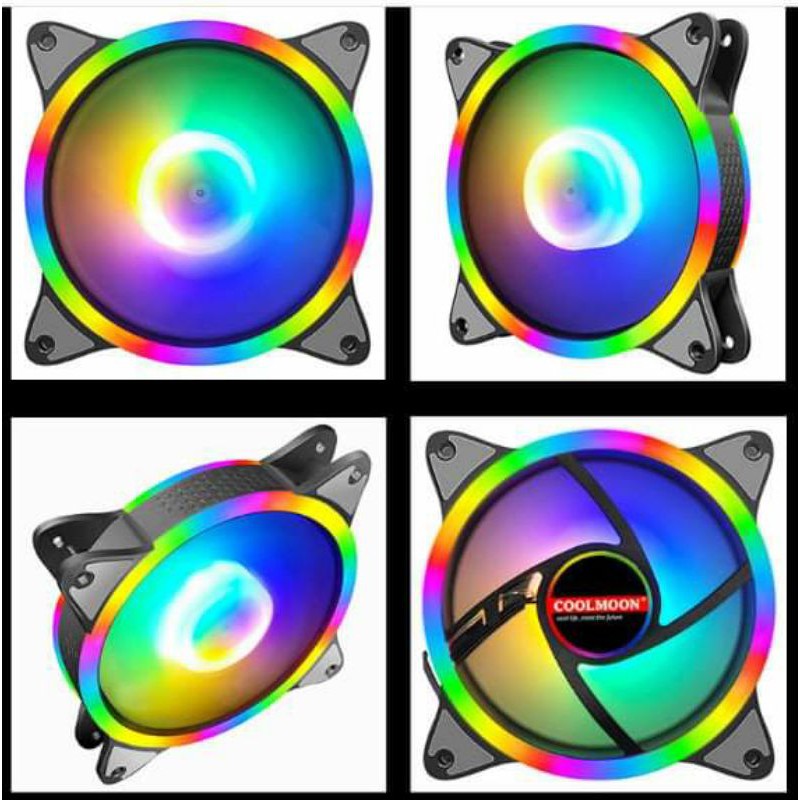 Quạt Fan COOLMOON S3 RGB LED TÂM - Tặng Kèm 4 Ốc (Không cần Hub)
