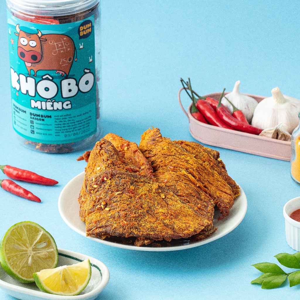 Khô bò miếng 200g Dumbum đồ ăn vặt Hà Nội vừa ngon vừa rẻ