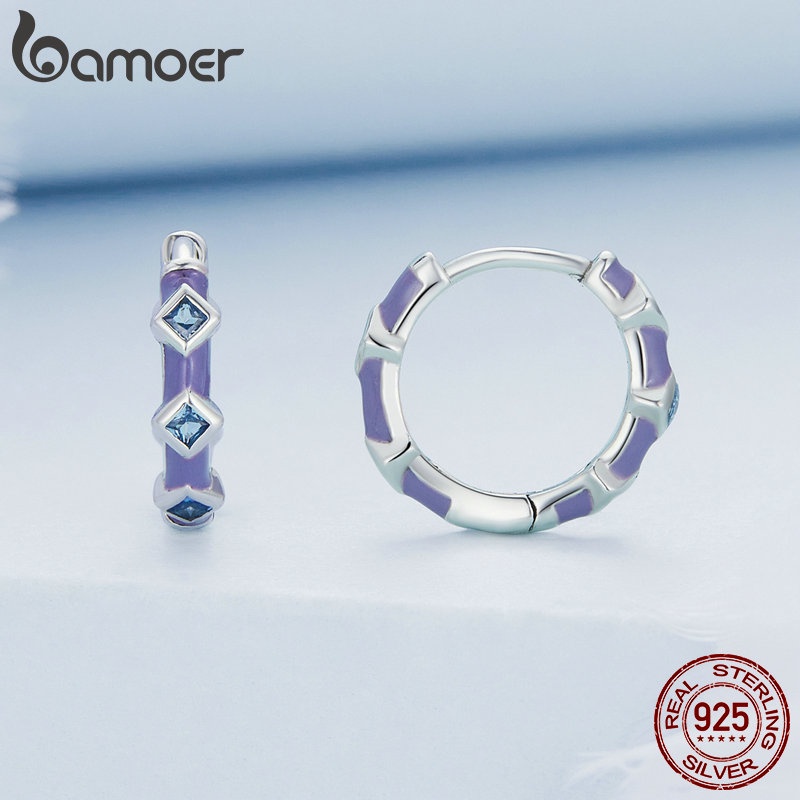 BAMOER Bông Tai Xi bạc 925 Hình Cột Sống