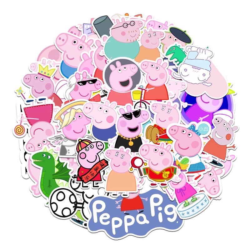 Set 10 Miếng Dán Trang Trí Hình Chú Heo Peppa Đáng Yêu