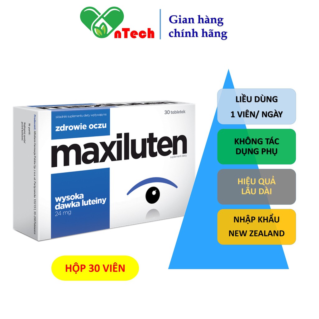 Viên uống bổ mắt AFLOFARM MAXILUTEN tăng cường thị lực cải thiện tình trạng mỏi mắt mờ khô mắt hộp 30 viên