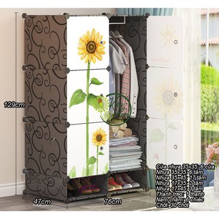 Tủ quần áo nhựa lắp ghép đa năng 6 ô có giá giày sâu 47cm (nhiều mẫu mã, hình dáng lựa chọn) (Kiều Hoa Store)