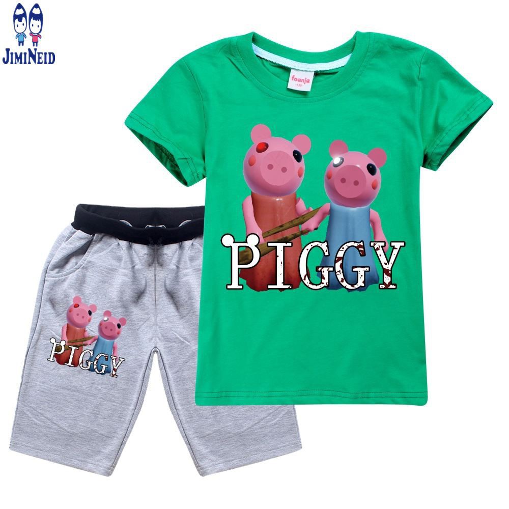 【JD】Summer Hot ROBLOX sale boys fashion suits Short-sleeved cotton T-shirt + shorts 2-piece set