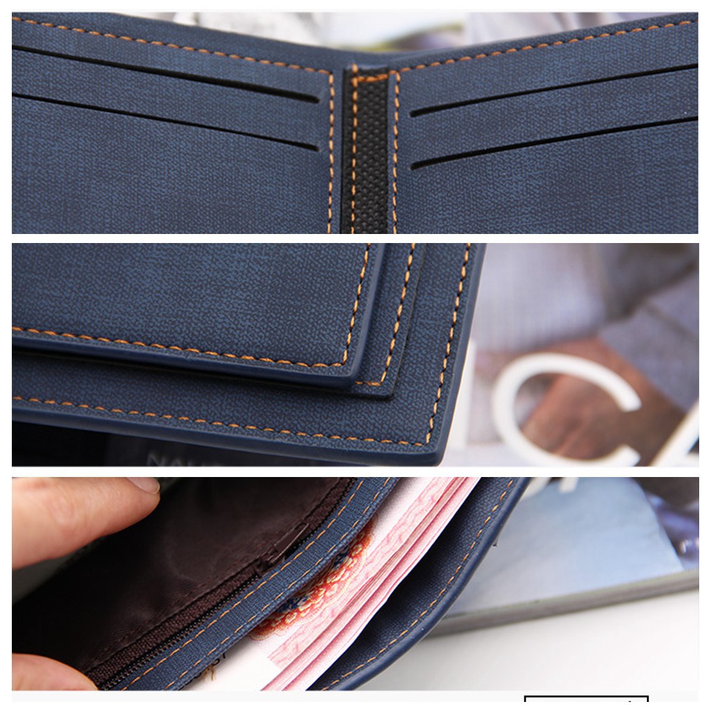Leather folding material men's wallet