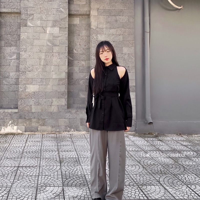 Sơmi dáng dài hở vai myyhaaa kèm ảnh thật | BigBuy360 - bigbuy360.vn