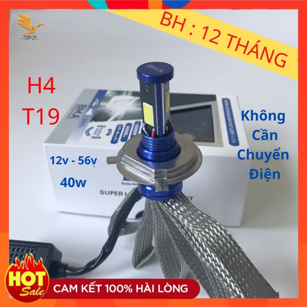 Đèn Pha Led 3 Tim Siêu Sáng Chính Hãng BMA Chân H4 ,T19,M5 Lắp Đa Năng Các Loại Xe