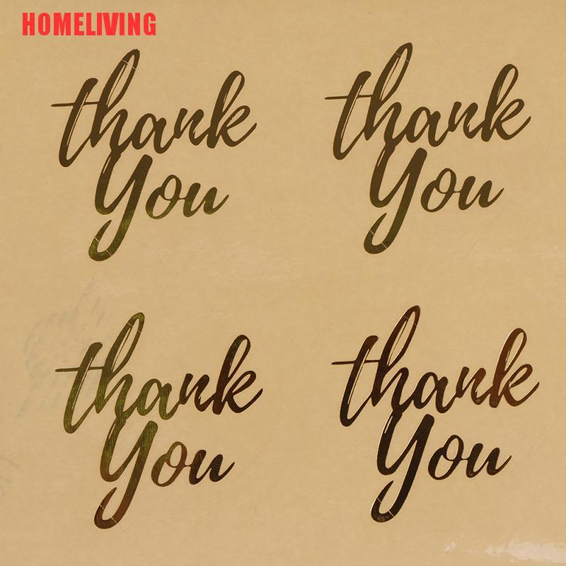 Set 100 Nhãn Dán Trong Suốt In Chữ Thank you Màu Vàng Dùng Trang Trí Quà Tặng DIY