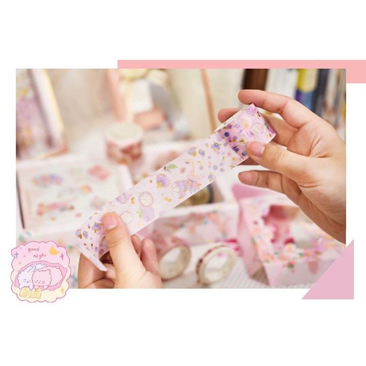 Bộ quà tặng - bộ trang trí - nhãn dán - DIY - 10 washi tape x 10 sticker phong cách anime cực xinh