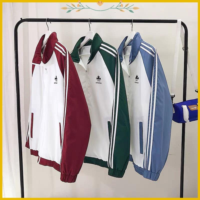 Áo khoác dù nam nữ áo Bomber Chất dù 3 sọc cánh tay thể thao khóa kéo thời trang nam nữ unisex phong cách Hàn quốc D52