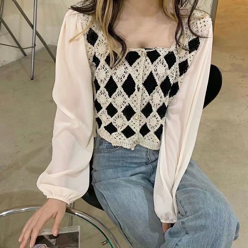 Áo kiểu BH chất chiffon tay dài dáng rộng thời trang mùa thu cao cấp cho phái nữ