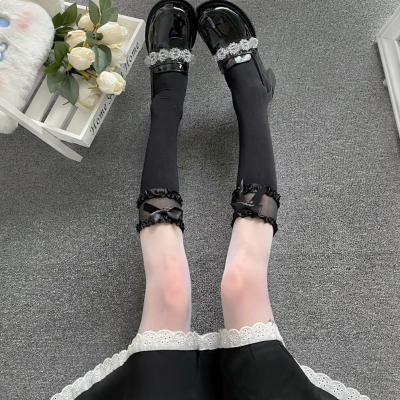 Vớ dài phối ren mượt mà phong cách Lolita quyến rũ thời trang dành cho nữ