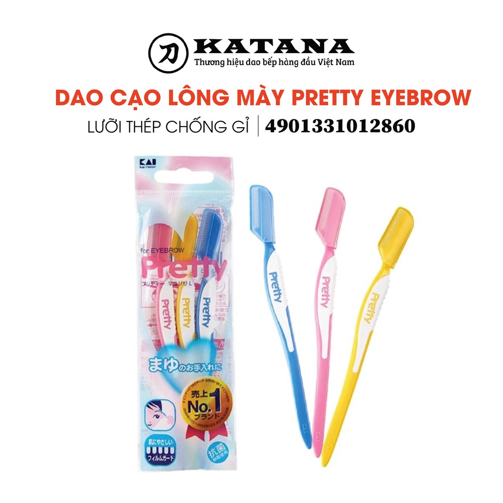 [CHÍNH HÃNG] Dao cạo lông mày cao cấp Nhật Pretty Eyebrow BỘ 3 CHIẾC - tỉa lông mày cho nữ cao cấp - BH 12 tháng 1 ĐỔI 1