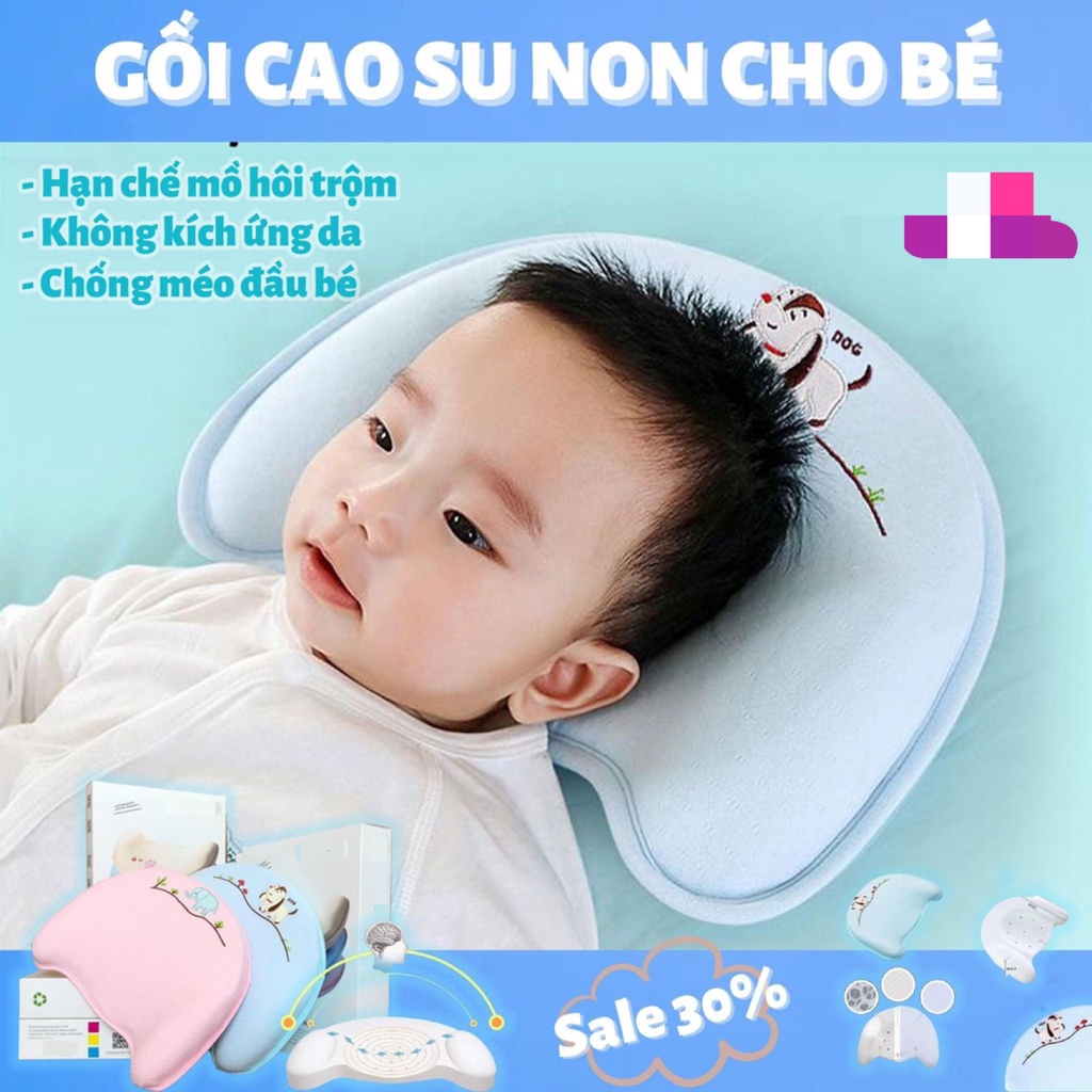 Gối Cao Su Non Chống Méo Đầu Cho Trẻ Sơ Sinh