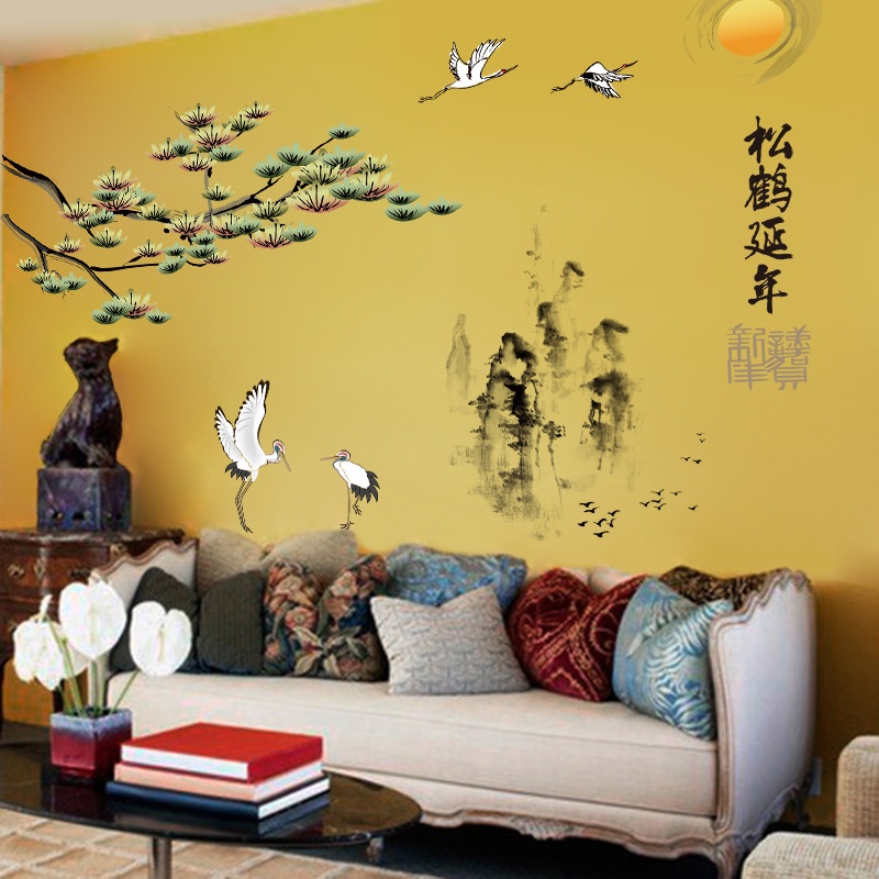 Tranh dán tường 3D Tùng hạc diên niên