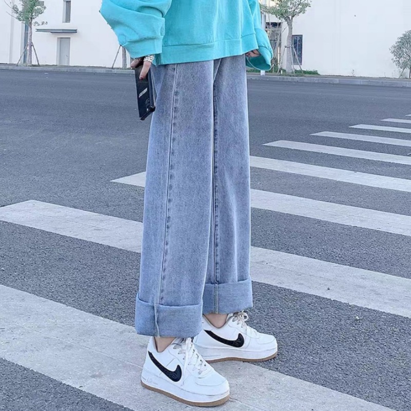 Quần Jeans nữ, Quần Jeans baggy xanh sky ống suông, rộng, hottrend 2021-Trend Clothing!
