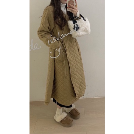 (Order) Áo phao dáng dài nữ trần trám cách điệu thắt eo phong cách Hàn Quốc nữ tính hot ulzzang