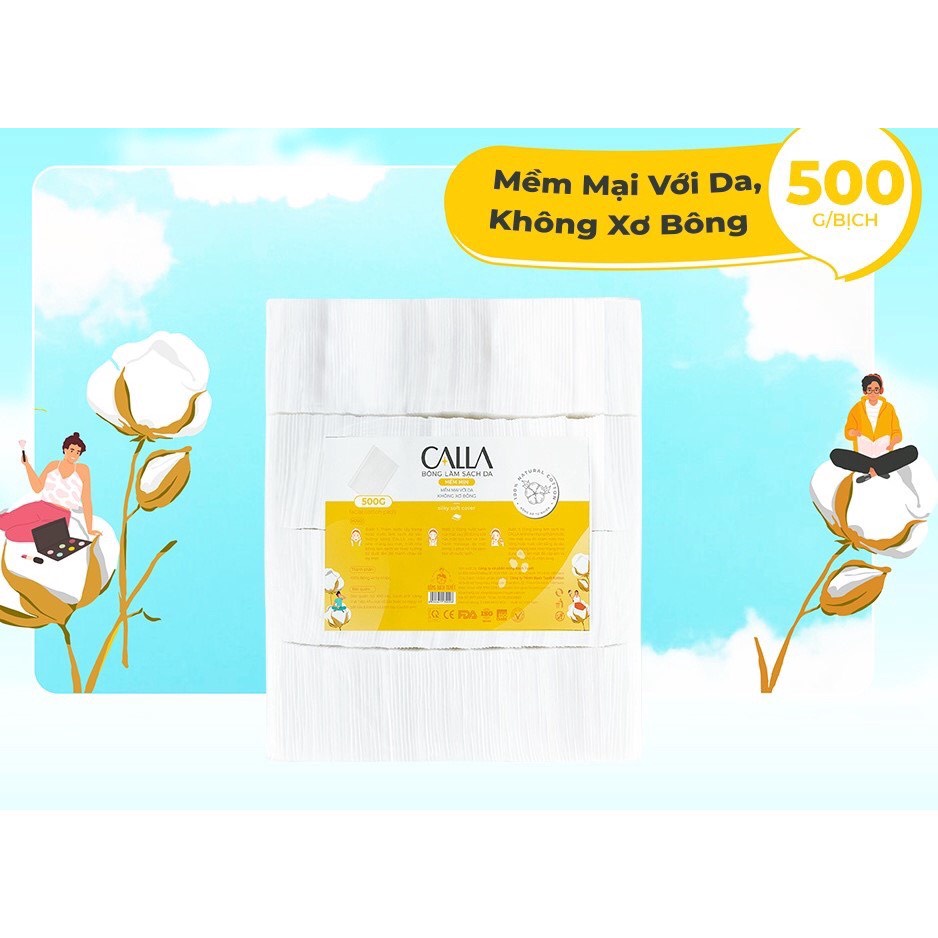 Bông Tẩy Trang Làm Sạch Da Mặt Dạng Hạt Bông Bạch Tuyết CALLA Sạch Sâu 500G - Thẩm Mỹ Huyền Trang