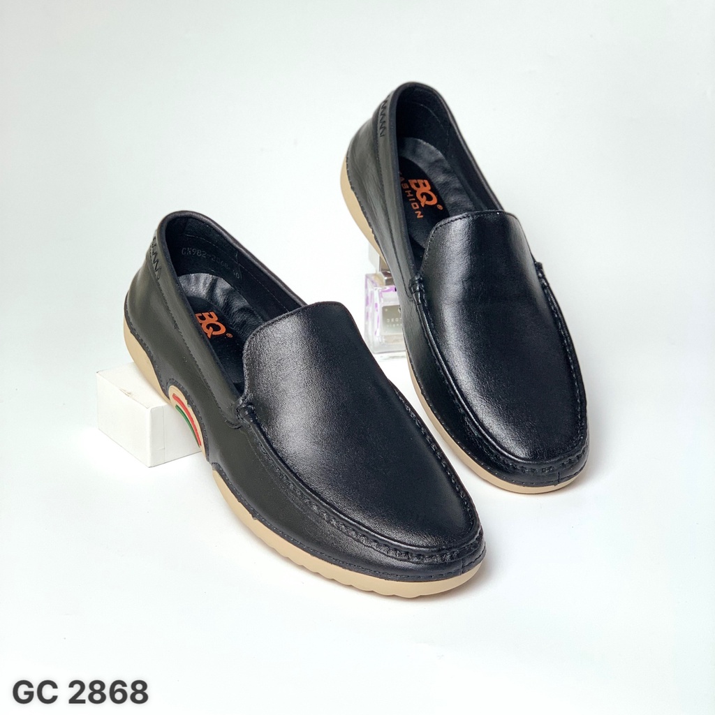 Giày mọi nam BQ ❤️FREESHIP❤️ Giày nam dáng lười trơn đơn giản da bò đế đúc cao su GC2868