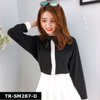 Áo sơ mi đính nơ cổ
