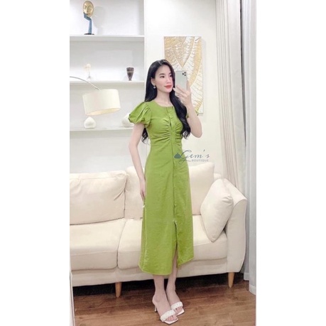VÁY/ĐẦM THIẾT KẾ LOẠI 1 ZÚM NGỰC TAY BỒNG TÔN DÁNGD32
