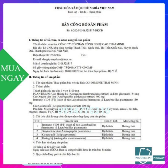 Viên uống đề kháng X3 Immune Thái Minh hỗ trợ nâng cao sức đề kháng