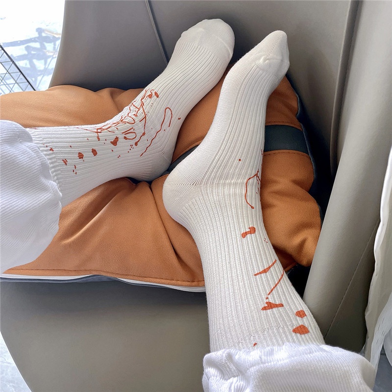 Vớ Thể Thao In Họa Tiết Vết Mực Thời Trang Cho Cặp Đôi
