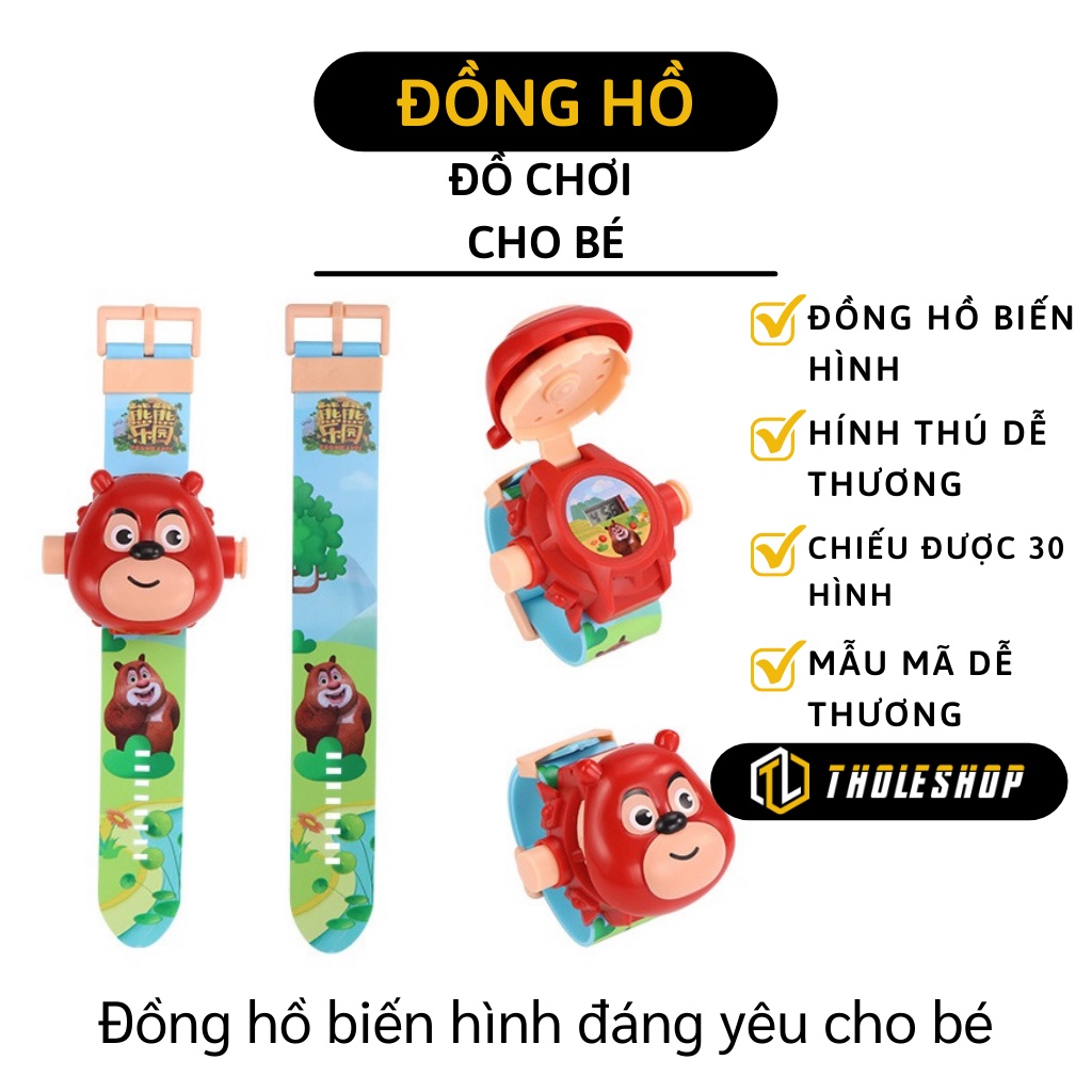 Đồng Hồ Biến Hình - Đồng Hồ Đồ Chơi Xem Giờ, Có Đèn Chiếu Hình Gấu  5606