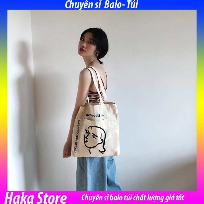 TÚI TOTE VẢI CANVAS HERMAN có khóa miệng