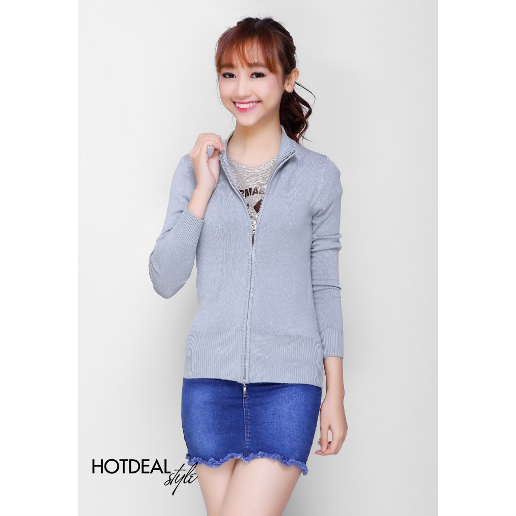 Áo Khoát len cổ trụ dây kéo đôi | BigBuy360 - bigbuy360.vn